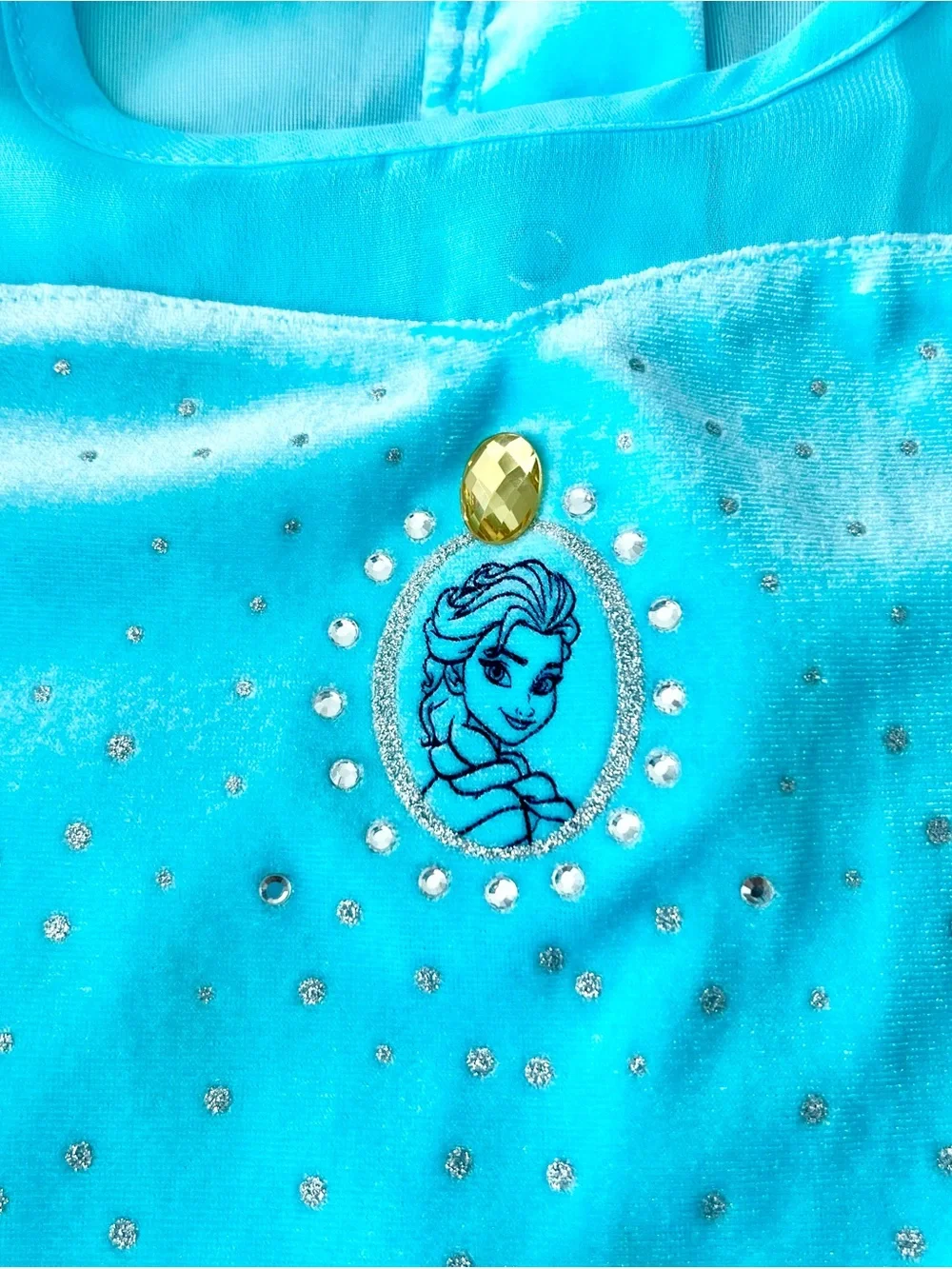 Disney Frozen Elsa Enchanting Costume Dress Blue Snowflake Cape Girls -size 4-6